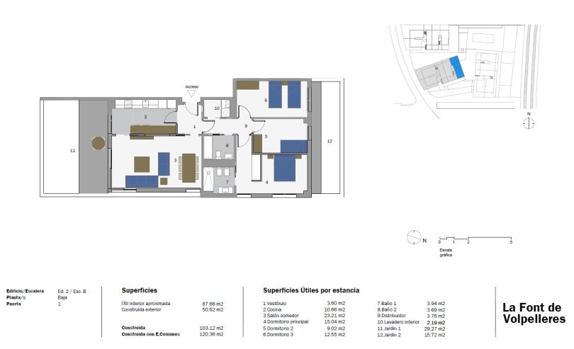 plano de vivienda de obra nueva con piscina comunitaria en sant cugat