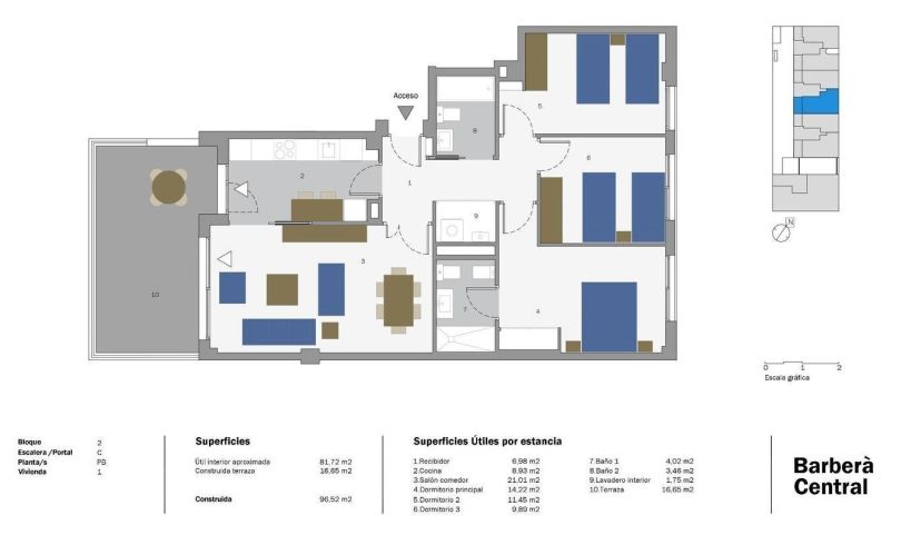 plano de piso de obra nueva en barbera