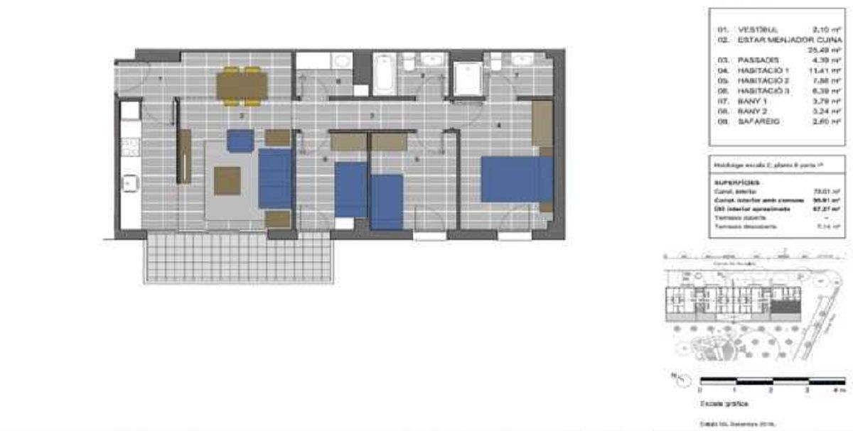 plano de vivienda de proteccion oficial en la marina del prat vermell