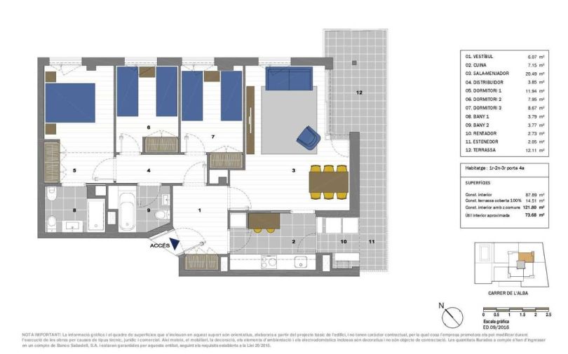plano de piso de obra nueva en residencial alba del valles