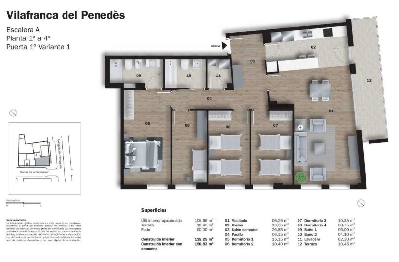 plano de piso de obra nueva en el penedes