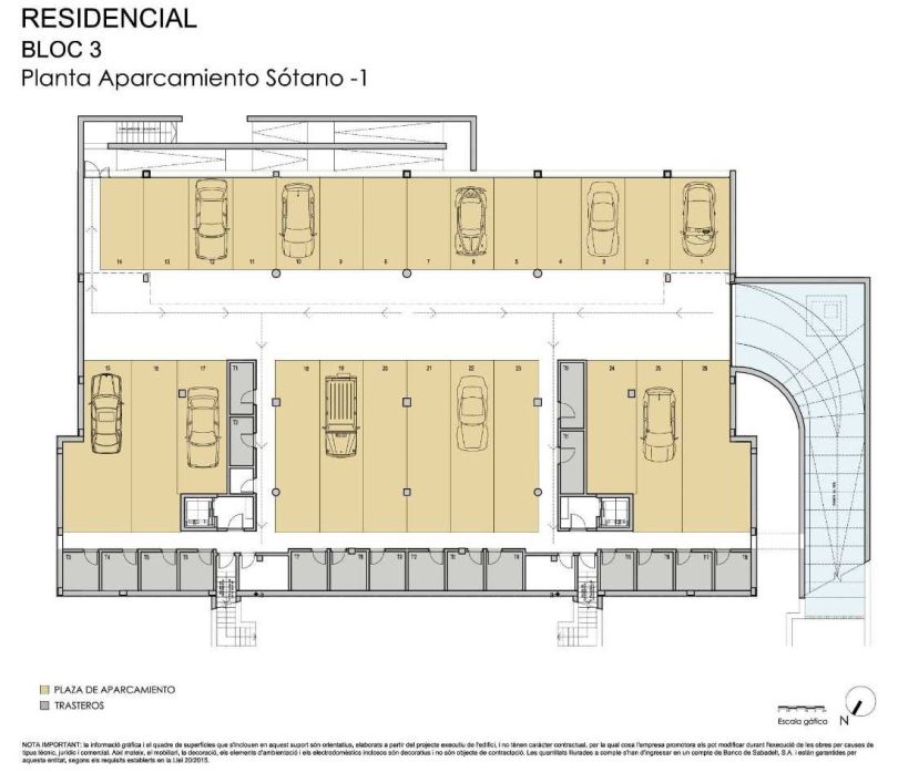plano de plazas de aparcamiento en residencial miralpeix
