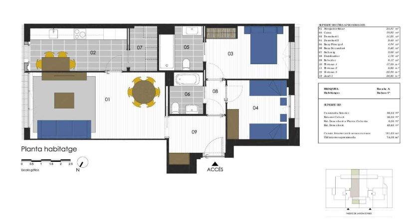 plano de piso de obra nueva en residencial miralpeix
