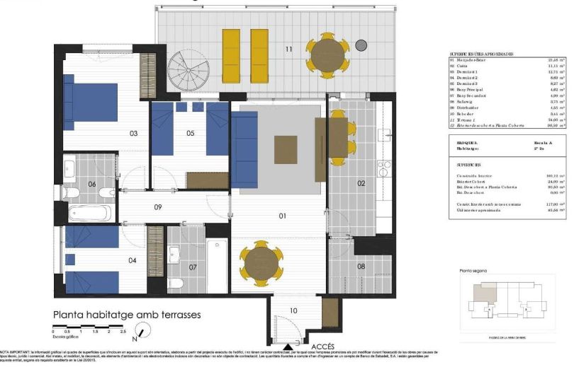 plano de piso de obra nueva con piscina comunitaria en sitges