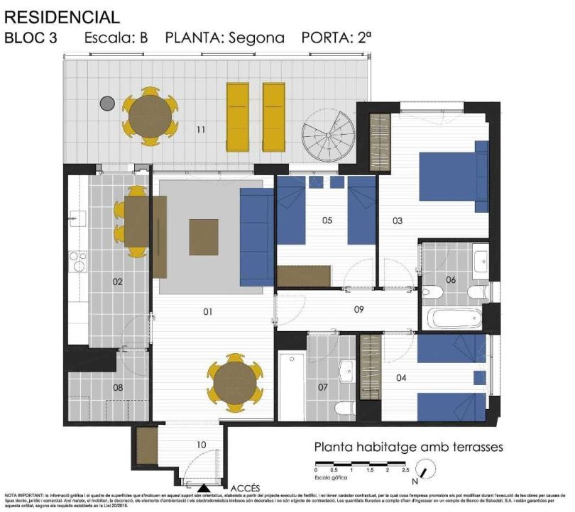 plano de vivienda a estrenar en sitges con piscina comunitaria
