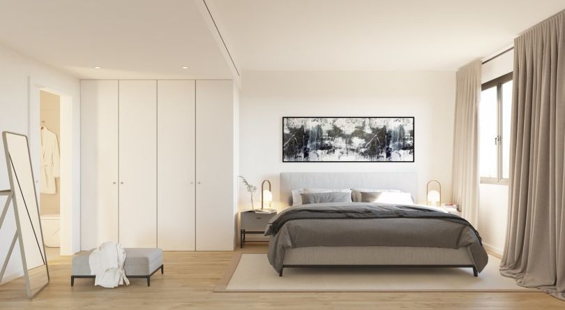 dormitorio de piso de obra nueva en sitges
