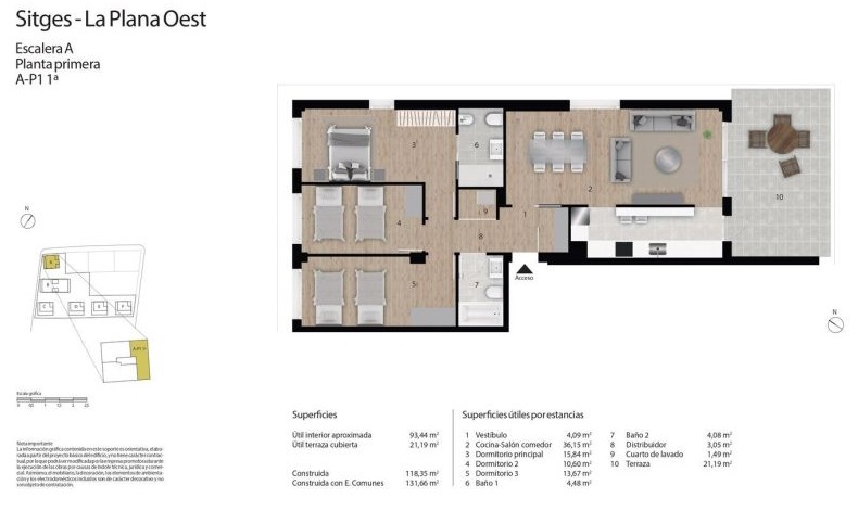 plano de piso de obra nueva en sitges