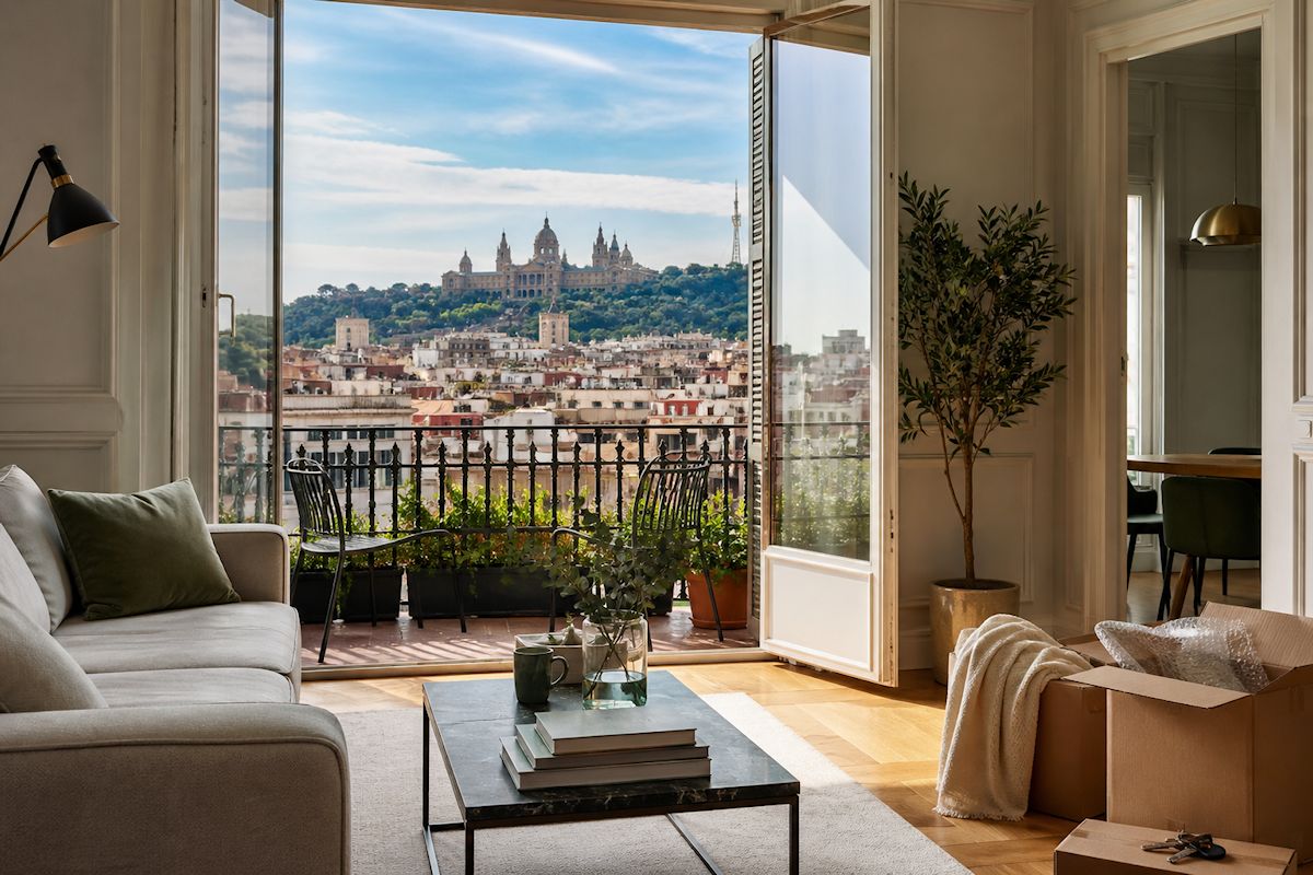 Alquiler de larga duración en Barcelona con piso luminoso y vistas urbanas