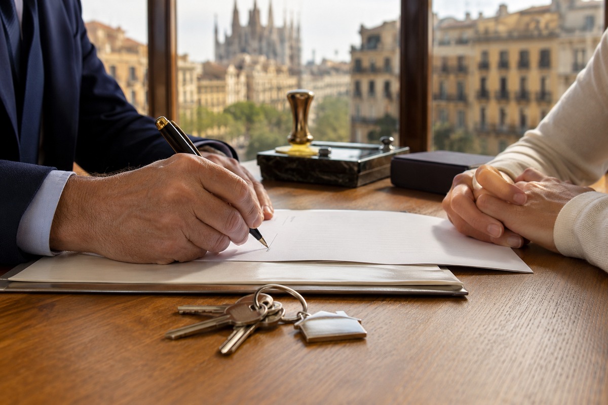 Firma en notaría de venta en piso heredado barcelona